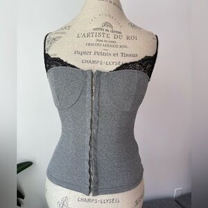 Grey and black lace detail corset top
